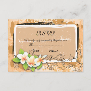  plumeria ivy oranje witte RSVP-kaart RSVP Kaartje