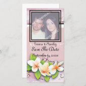 plumeria ivy roze wit Save the Date (Voorkant / Achterkant)