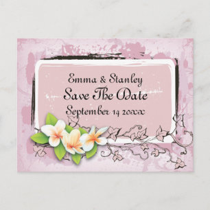  plumeria ivy roze wit Save the Date Aankondigingskaart