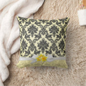 Plumeria jaune exotique Damask Coussin (Couverture)