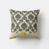 Plumeria jaune exotique Damask Coussin (Verso)