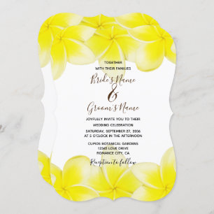 Plumeria jaune Frangipani Invitations de mariage
