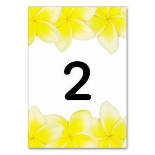 Plumeria jaune Frangipani Mariage Numéro de table