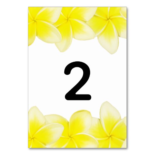 Plumeria jaune Frangipani Mariage Numéro de table (Dos)