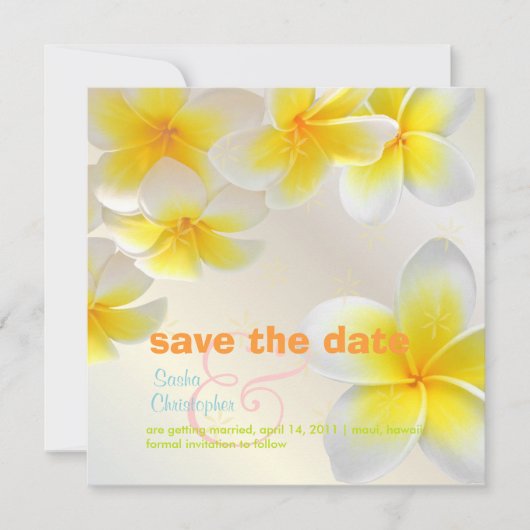 Plumeria leis/ Bewaar de datum Save The Date (Voorkant)
