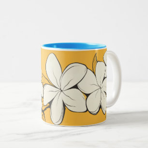 Plumeria Mug jaune/bleu à deux tons