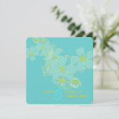 Plumeria on aqua blue kaart (Staand voorkant)