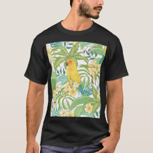 Plumeria, papegaai, bloemmotief. t-shirt