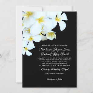 Plumeria Plage Noir et Blanc Invitations de mariag