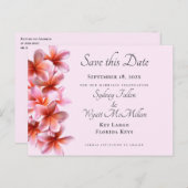 Plumeria rose Enregistrer la date Carte postale pe (Devant / Derrière)