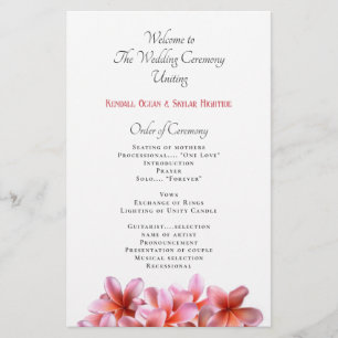 Plumeria rose Fleurs Programme de mariage plat