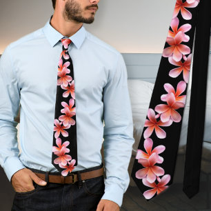 Plumeria rose noir Fleurs tropicales Cravate unise