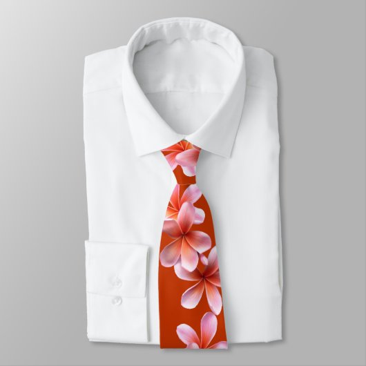 Plumeria rose Orange Tropical Mens Cravate (Attaché)