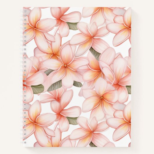 Plumeria rose pâle Carnet spirale (Devant)