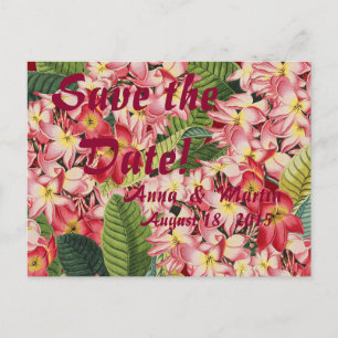 Plumeria Tropical Floral Save the Date Briefkaarte Aankondigingskaart