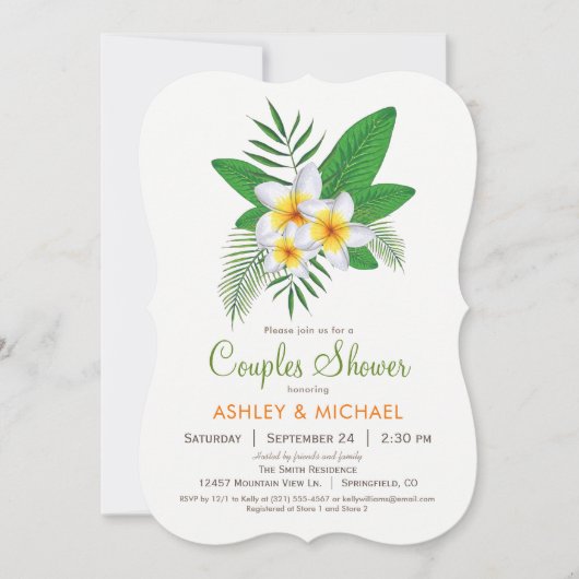 Plumeria tropicale Couples Douche Invitation (Devant)