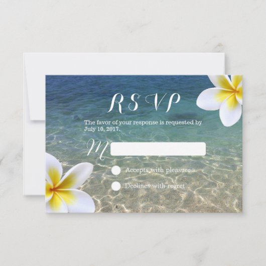Plumeria tropicale Fleurs Plage Mariage RSVP (Devant)