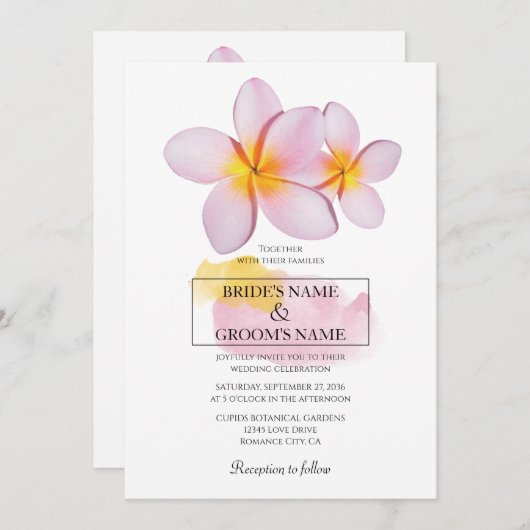 Plumeria tropicale Frangipani Invitations de maria (Devant / Derrière)
