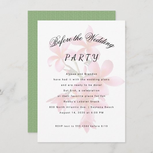 Plumeria voor de uitnodiging van de bruiloft (Voorkant / Achterkant)