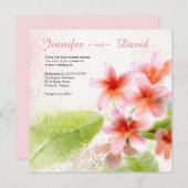 Plumeria Waterverf Custom Wedding Invitation Kaart (Voorkant / Achterkant)