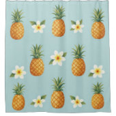 Plumeria's & Ananas Douchegordijn (Voorkant)