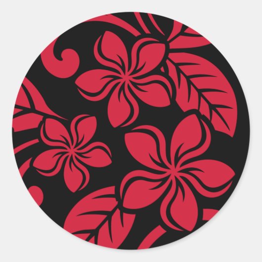 PLUMÉRIE DE L'ÎLE (NOIR/ROUGE) STICKER ROND CLASSI (Devant)
