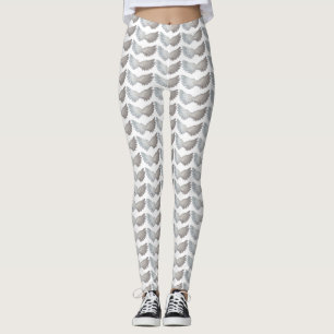 Plumes amusantes Ange ailes plumes Leggings blancs