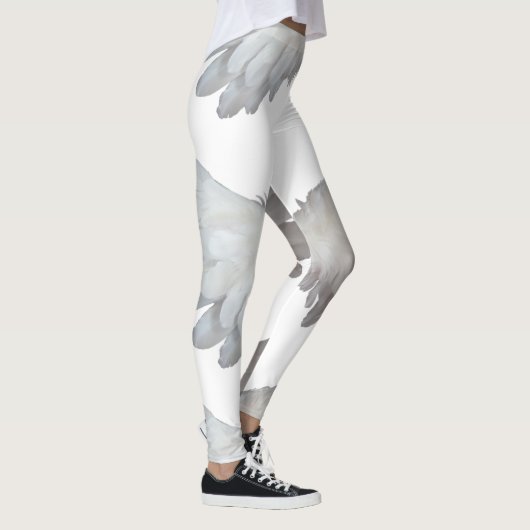 Plumes amusantes Ange ailes plumes Leggings blancs (Droite)