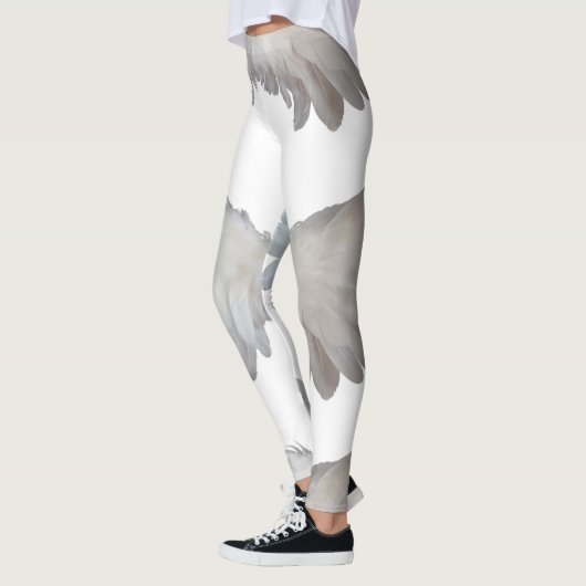 Plumes amusantes Ange ailes plumes Leggings blancs (Gauche)