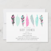 Plumes aztèques| Invitation Baby shower (Devant)