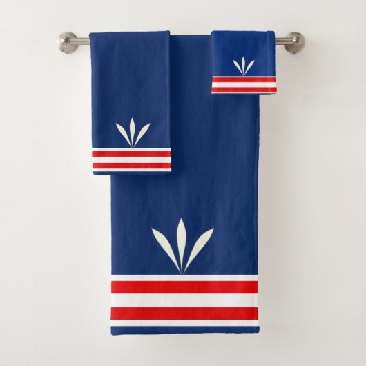 Plumes blanches modernes sur fond bleu et rouge (En situation)