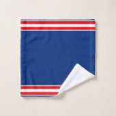 Plumes blanches modernes sur fond bleu et rouge (Gant de toilette)