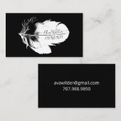 Plumes blanches personnalisées sur carte d'appel n (Devant / Derrière)