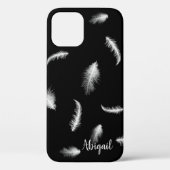 Plumes blanches sur Coque noir-coque iphone (Verso)