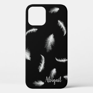 Plumes blanches sur Coque noir-coque iphone