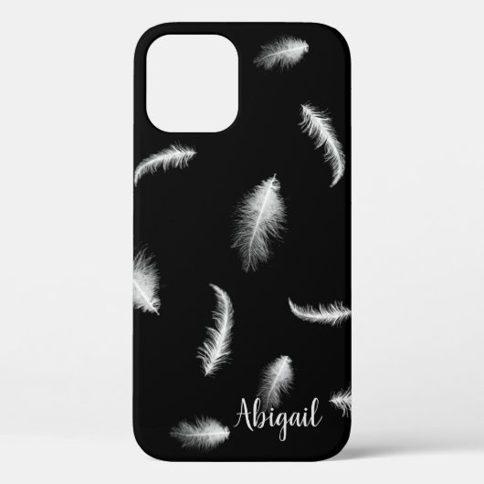 Plumes blanches sur Coque noir-coque iphone (Verso)