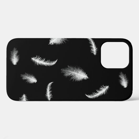 Plumes blanches sur Coque noir-coque iphone (Verso (horizontal))