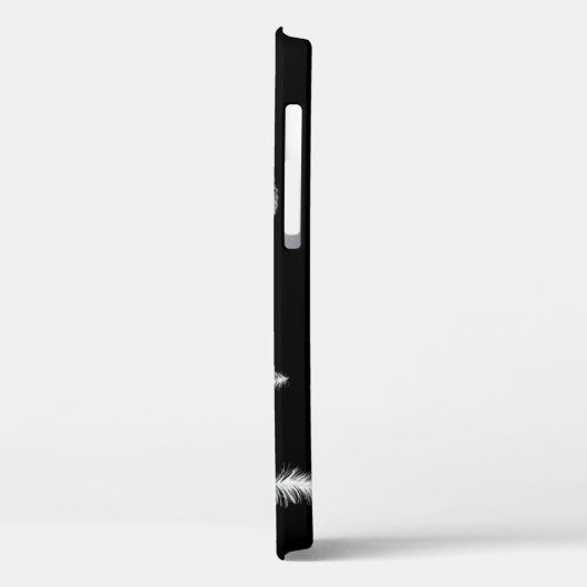 Plumes blanches sur Coque noir-coque iphone (Verso / Gauche)