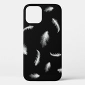 Plumes blanches sur Coque noir-coque iphone (Verso)