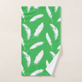 Plumes blanches sur Jade Green (Serviette à main)