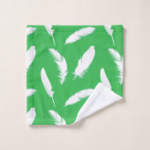 Plumes blanches sur Jade Green (Gant de toilette)