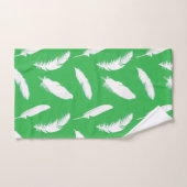 Plumes blanches sur Jade Green (Serviette à main)
