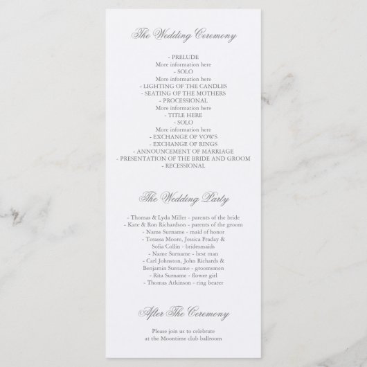 Plumes Boho programmes de mariage (Dos)