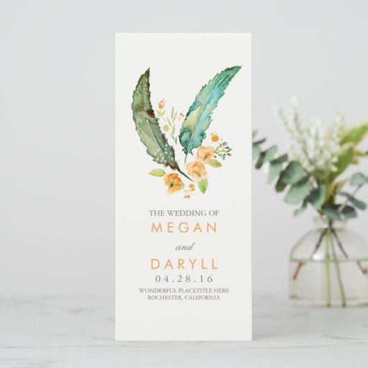 Plumes Boho Programmes de mariage Turquoise (Debout devant)