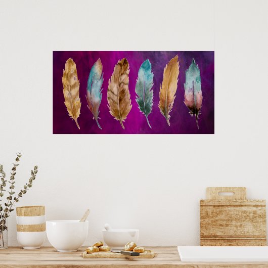 Plumes Brown bleues Poster violet Imprimer (Cuisine)