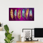 Plumes Brown bleues Poster violet Imprimer (Bureau à domicile)