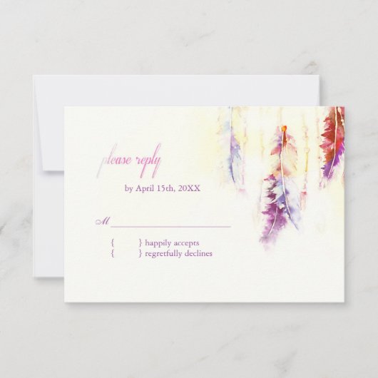Plumes célestes Boho Wedding RSVP (Devant)