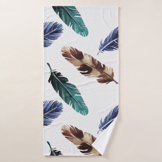 Plumes colorées Texture tribale (Serviette de bain)