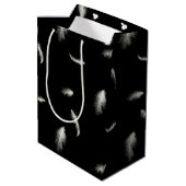 Plumes d'anniversaire sur sac cadeau moyen noir (Dos Angle)