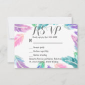 Plumes d'aquarelle peinte mariage RSVP (Devant)